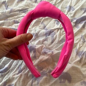 Lele Sadoughi neon pink neoprene knotted headband